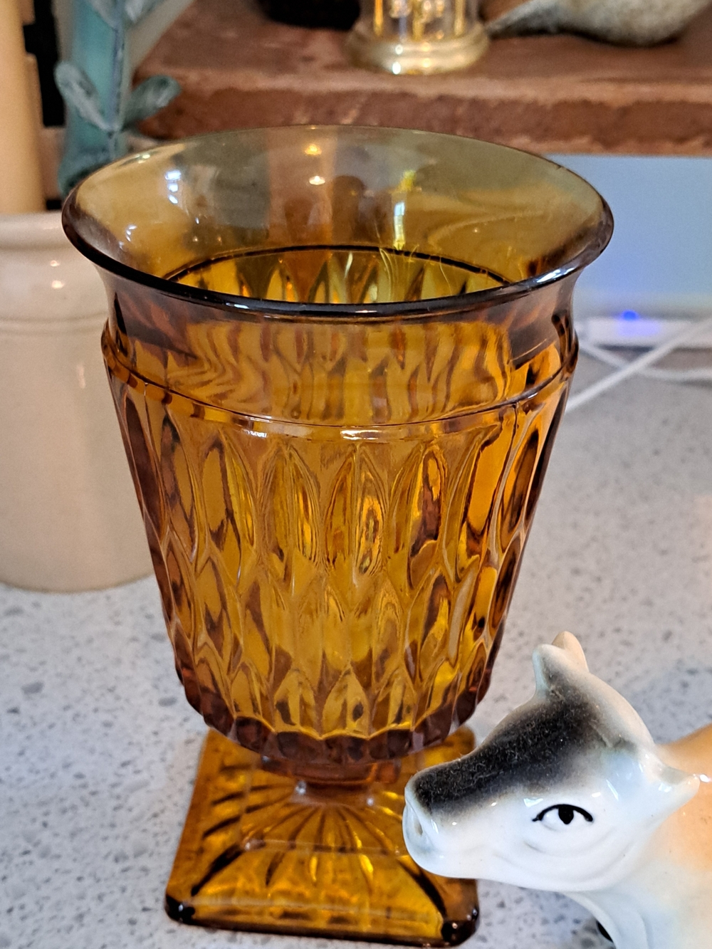 Vintage Mt Vernon Amber Glass Goblet